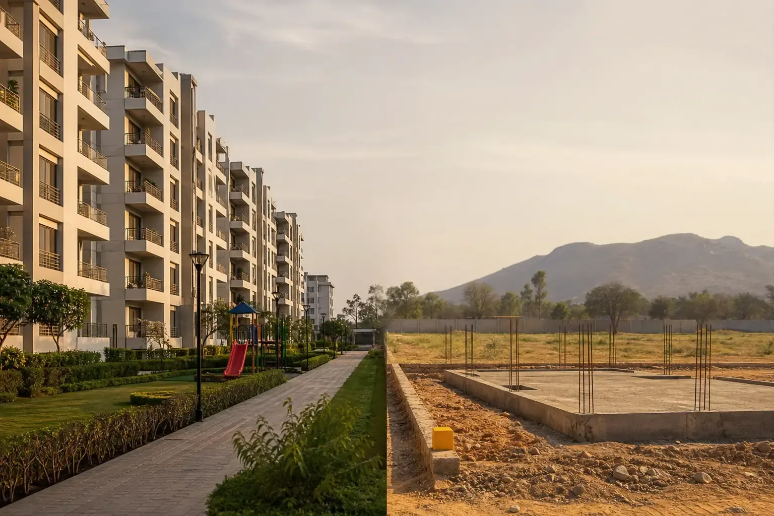 Illustration: Flats vs Plots in Bhiwadi: Which Is the Better Buy?