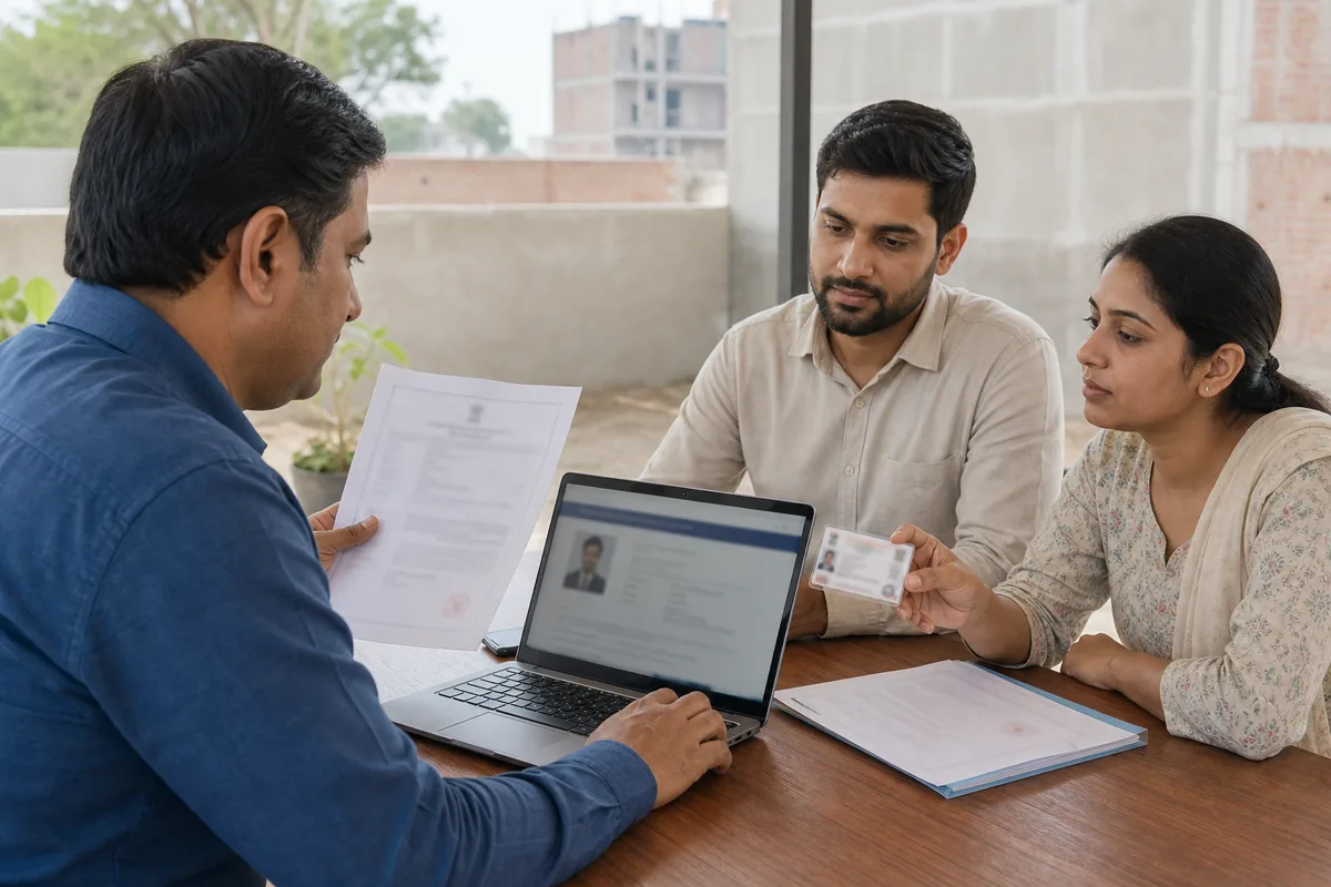 A homebuyer matching a Rajasthan RERA agent portal record with a registration certificate and identity details