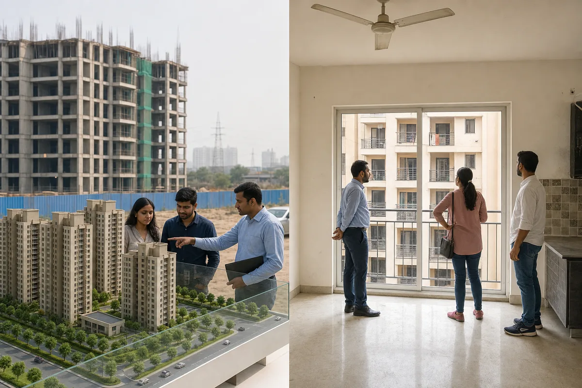 A new apartment project compared with an occupied resale flat in Bhiwadi