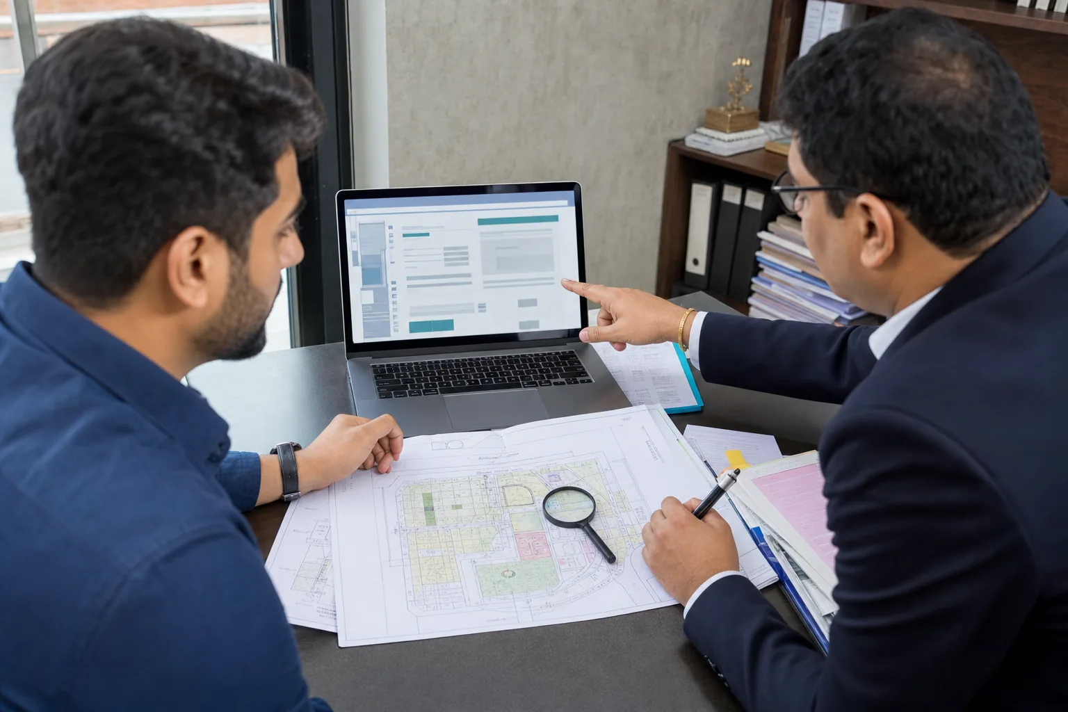 The Rajasthan RERA project search page used to verify a Bhiwadi project's registration number, status and disclosed details