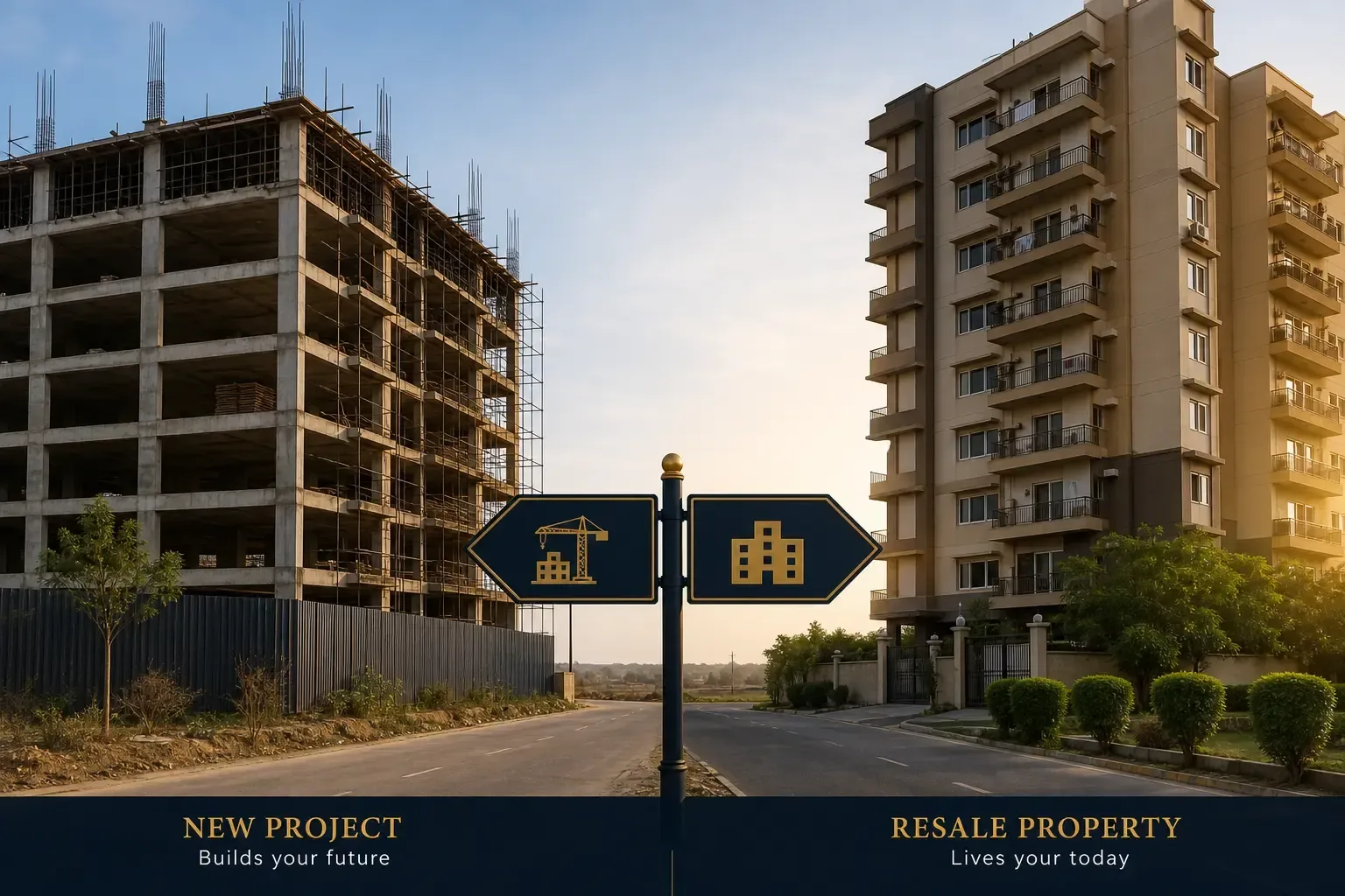 Illustration: New Project vs Resale Property in Bhiwadi: Costs, Risks and How to Choose